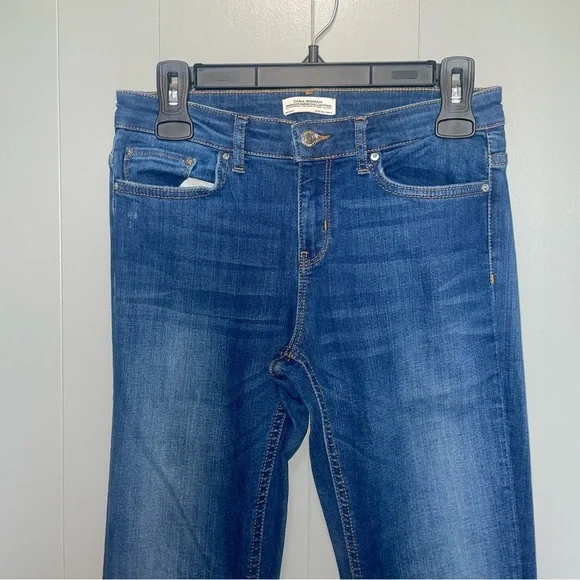Zara Premium Denim Collection Flare Blue Jeans Size 4 - Picture 2 of 6